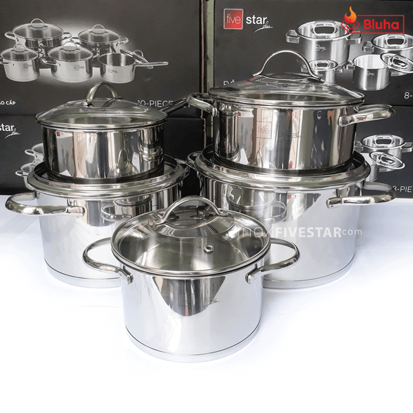 Bộ nồi Fivestar cao cấp Kitchi nắp kính