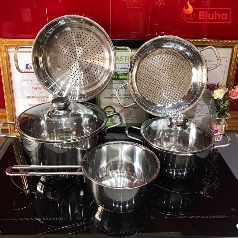 Bộ nồi inox Fivestar FS08CG1 nắp kính