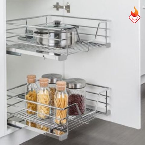 Bộ rổ kéo để xoong nồi Hafele nan tròn