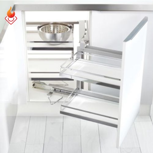 Bộ rổ kéo góc 2 tầng HAFELE MAGIC CORNER đáy trắng 546.17.005 - 546.17.004