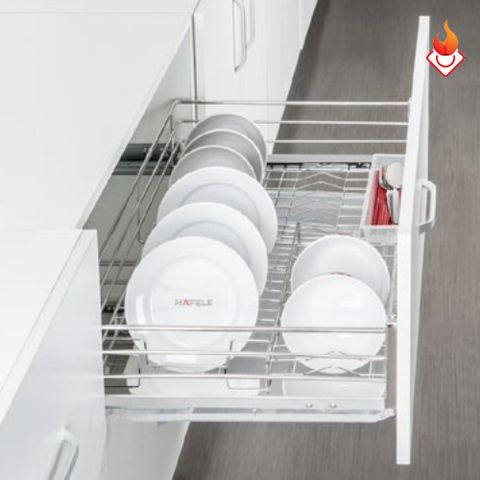Bộ rổ kéo úp bát đĩa Hafele gắn cánh 549.03.155|549.03.156