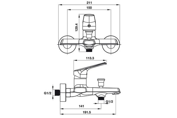 Bộ trộn bồn tắm Hafele 495.61.142 lắp nổi VIGOR