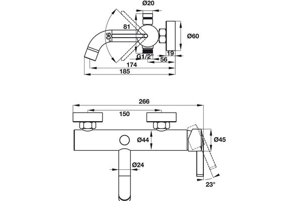 Bộ trộn bồn tắm Hafele 495.61.145 lắp nổi ROOTS