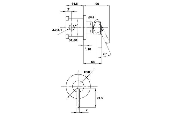 Bộ trộn sen tắm âm 1 đường nước ROOTS Hafele 495.61.146
