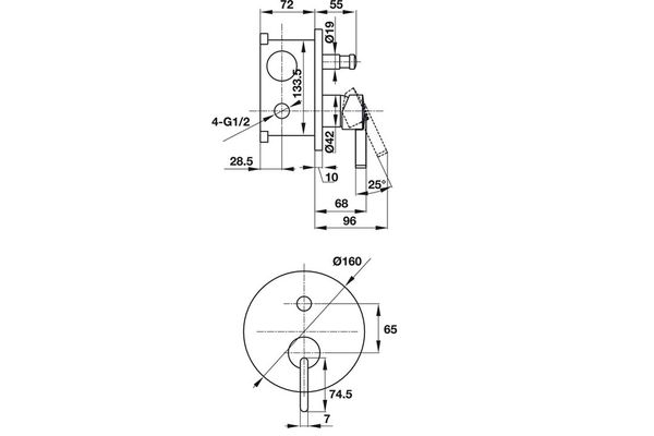 Bộ trộn sen tắm âm 2 đường nước ROOTS Hafele 495.61.147