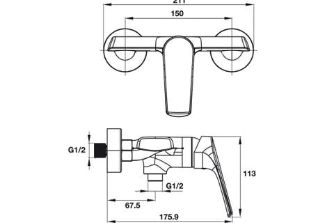 Bộ trộn sen tắm nổi Hafele 495.61.141 1 đường nước VIGOR