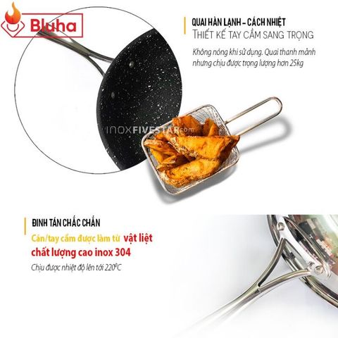 Chảo chống dính Fivestar inox 304 3 lớp 22-24-26-28cm
