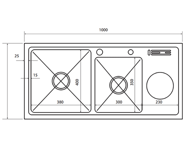 Chậu rửa 2 hố Grob GV304-10048 inox SUS304