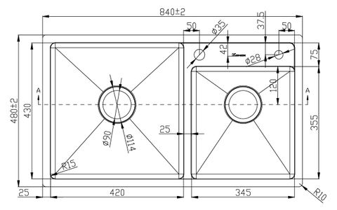 Chậu rửa bát GENTO 2 hố  GT04- 8448S