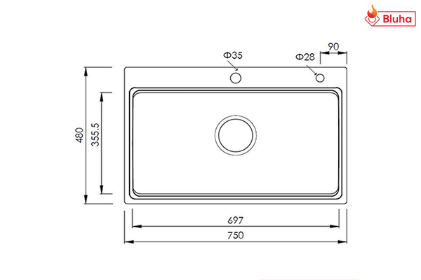 Chậu rửa bát Konox KN7548SO