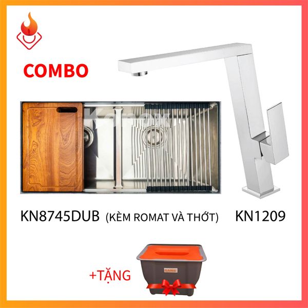 Combo Chậu rửa bát KN8745DUB-Vòi rửa bát KN1209