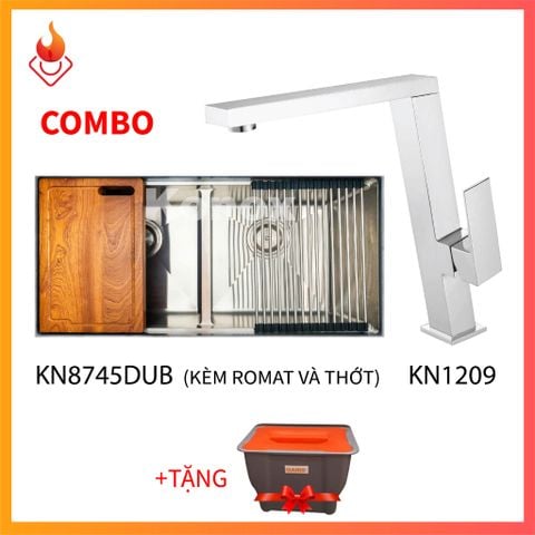 Combo Chậu rửa bát KN8745DUB-Vòi rửa bát KN1209