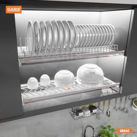 Giá bát cố định Garis GB04 2 tầng nan tròn mạ chrome
