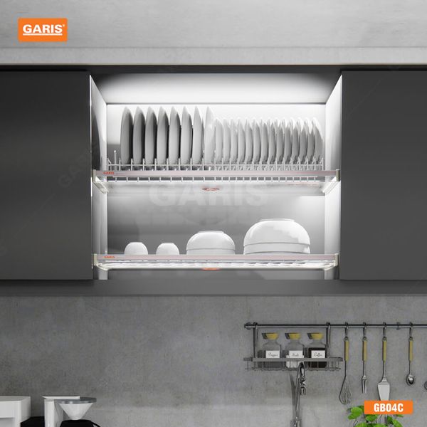 Giá bát cố định Garis GB04 2 tầng nan tròn mạ chrome