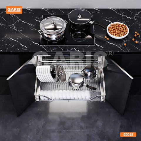 Giá bát đĩa đa năng Garis GD04E Inox 304 xước mờ cánh mở