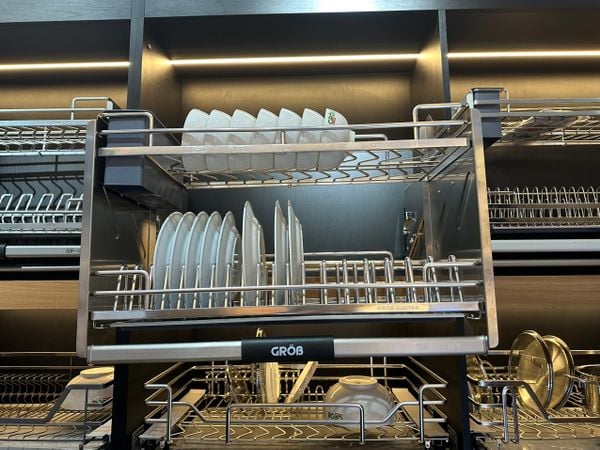 Giá bát nâng hạ GROB Full inox SUS304 nan oval