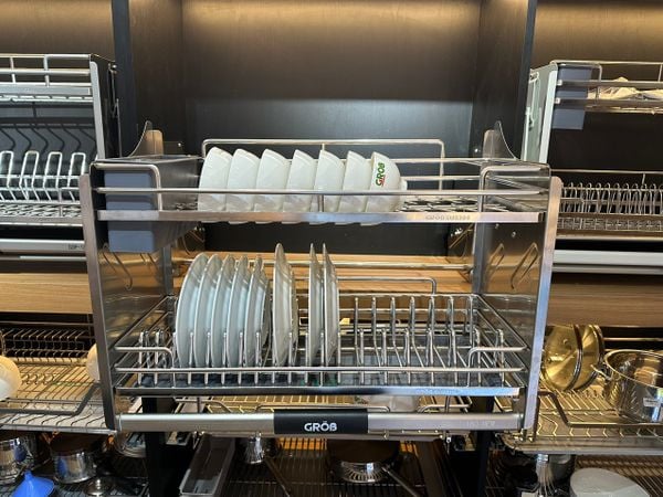 Giá bát nâng hạ GROB Full inox SUS304 nan oval