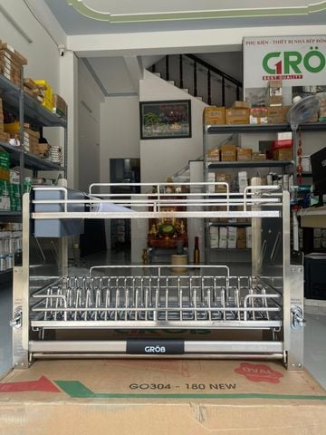 Giá bát nâng hạ GROB Full inox SUS304 nan oval