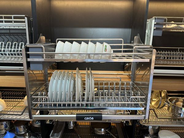 Giá bát nâng hạ GROB Full inox SUS304 nan oval