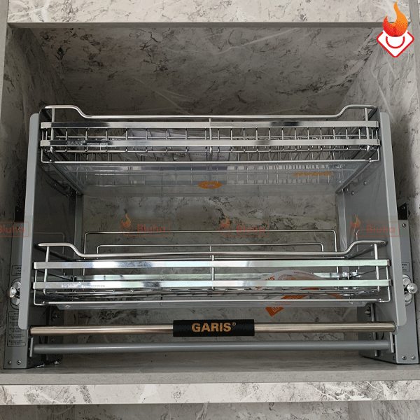 Giá bát đĩa nâng hạ Garis nan vuông, mạ chrome