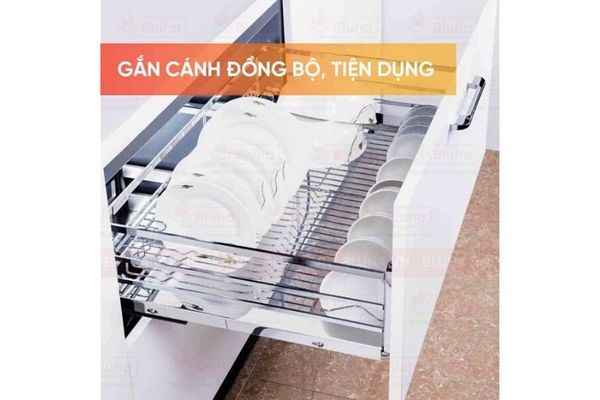 Giá xoong nồi, bát đĩa EuroGold Inox 201 dẹt đa năng, gắn cánh âm tủ