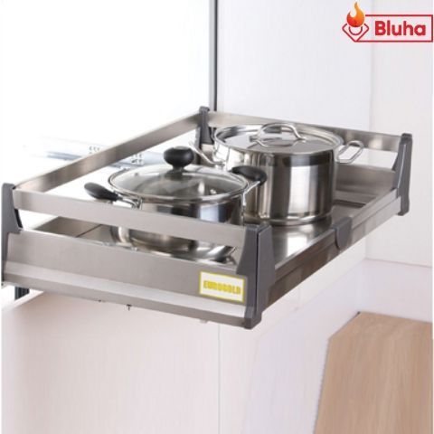 Giá xoong nồi hộp Eurogold 2 lớp đáy âm tủ Inox 201