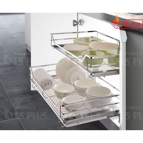 Giá xoong nồi Kit Plus nan dẹt Inox 201, ray giảm chấn