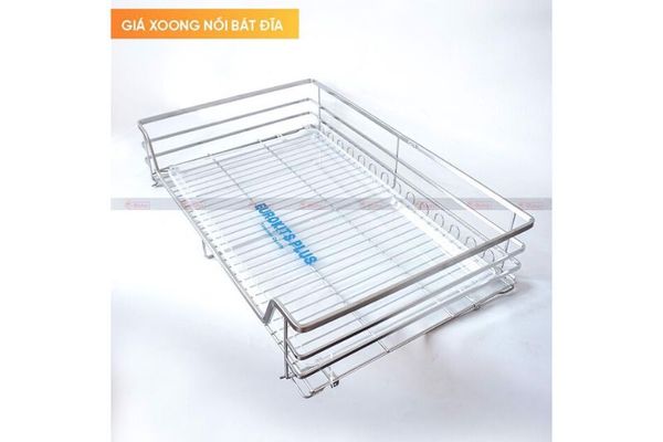 Giá xoong nồi Kit Plus nan dẹt inox 304 - ray giảm chấn