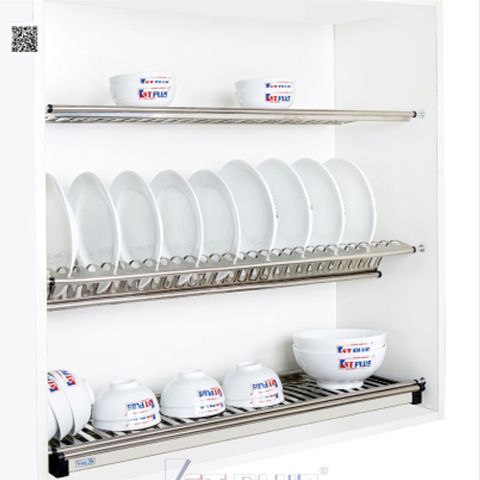 Giá bát cố định Kit Plus 3 tầng chữ V Inox 201