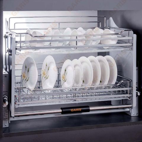 Giá bát đĩa nâng hạ Garis nan vuông, mạ chrome