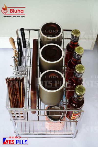 Giá chai lọ dao thớt Kit Plus Inox 201 nan tròn