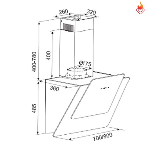 Máy Hút mùi Kocher K -9290 kính vát cao cấp
