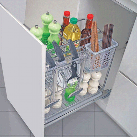 Kệ để dao thớt, chai lọ Grob CS inox 201