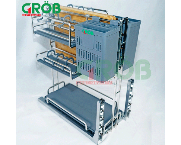 Kệ để dao thớt đa năng Grob GO304 inox SUS304 đáy nan oval