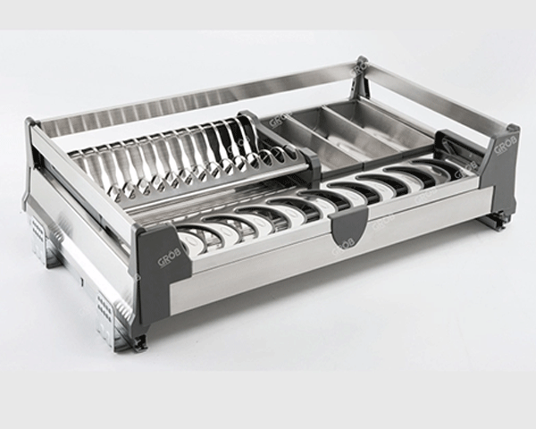 Kệ đựng bát đĩa đa năng Grob GH inox hộp âm tủ