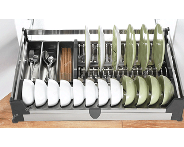 Kệ đựng bát đĩa đa năng Grob GH inox hộp âm tủ