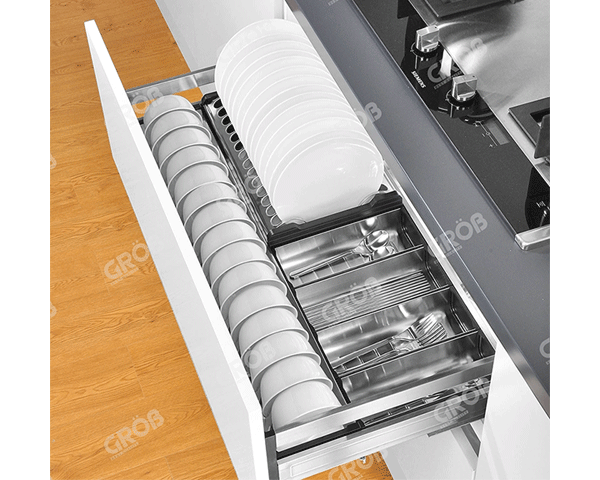 Kệ đựng bát đĩa đa năng Grob GH inox hộp lắp gắn cánh