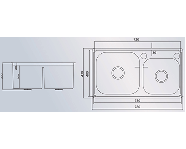Chậu rửa bát 2 hố Grob GS304-7843PD