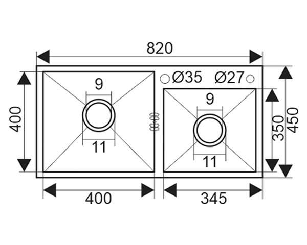 Chậu rửa bát 2 hố Grob GS304-8245/ 8245HD