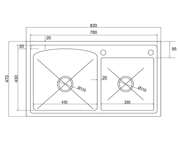 Chậu rửa bát 2 hố Grob GS304-8247HD