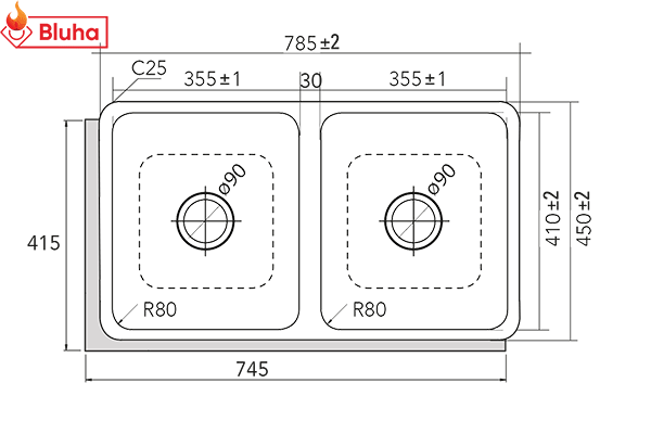 Chậu rửa bát Cata CB 2 ALC phân phối chính hãng