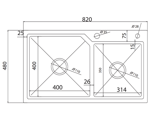 Chậu rửa bát Grob GV304-8248B