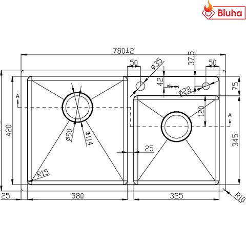 Chậu rửa bát Konox KN7847DO