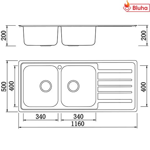 Chậu rửa bát Konox Artusi KS11650 1D