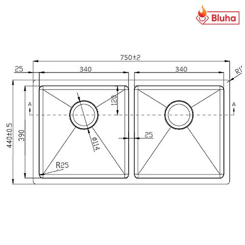 Chậu rửa bát Konox KN7544DUB