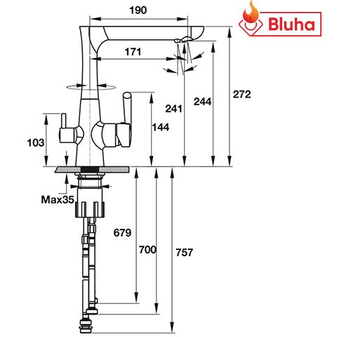 Vòi rửa bát(chén) HÄFELE MARCUS HT-C244 570.51.070