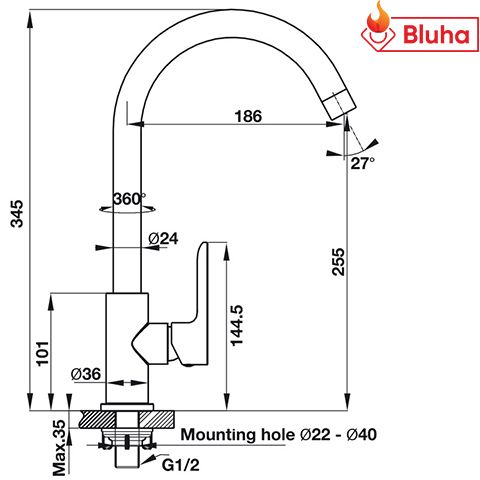Vòi rửa bát(chén)  HÄFELE AUGUSTUS HT-C255  570.52.281