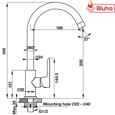 Vòi rửa bát(chén)  HÄFELE AUGUSTUS HT-C255  570.52.281