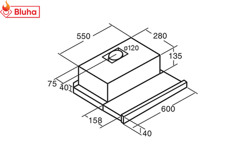 Máy hút mùi âm tủ CATA TF 5260 X/E ALC phân phối chính hãng