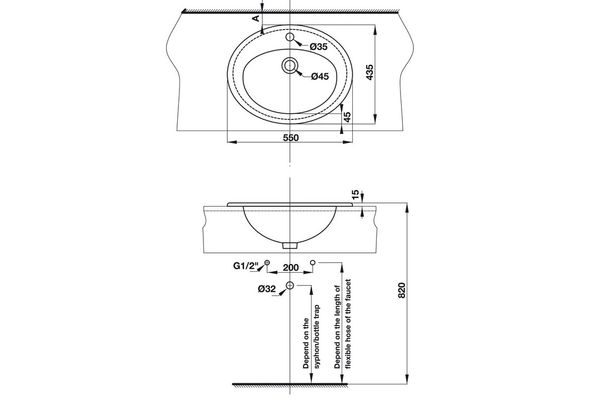 Lavabo vành nổi COMPACT Hafele 588.82.205